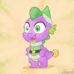 Size: 1200x1200 | Tagged: safe, artist:docwario, spike, g4, bell, christmas