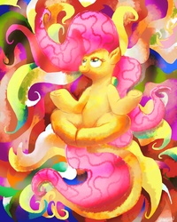 Size: 1600x2000 | Tagged: safe, artist:docwario, fluttershy, pony, g4, female, psychedelic, solo