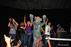 Size: 2047x1365 | Tagged: safe, artist:the living tombstone, derpy hooves, human, bronycon, bronycon 2012, g4, cosplay, fursuit, irl, irl human, photo, tara strong