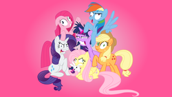 Size: 900x506 | Tagged: safe, artist:nedemai, angel bunny, applejack, fluttershy, pinkie pie, rainbow dash, rarity, twilight sparkle, earth pony, pegasus, pony, rabbit, unicorn, g4, alternate hairstyle, animal, applejack's hat, blonde, blonde hair, blonde mane, blonde tail, blue body, blue coat, blue eyes, blue fur, blue pony, blue wings, contemplating insanity, cowboy hat, derp, ears back, female, floppy ears, flutterrage, folded wings, freckles, green eyes, gritted teeth, hair tie, hat, insanity, liar face, liarjack, lying down, magenta eyes, mane six, mane six opening poses, mane tie, mare, messy hair, messy mane, mouth hold, multicolored hair, multicolored mane, open mouth, open smile, orange body, orange coat, orange fur, orange pony, pink body, pink coat, pink fur, pink hair, pink mane, pink pony, pink tail, pinkamena diane pie, ponyloaf, prone, purple body, purple coat, purple eyes, purple fur, purple hair, purple mane, purple pony, purple tail, rainbow derp, rainbow hair, rarisnap, scruff, scrunchy face, smiling, snapplejack, spread wings, striped hair, striped mane, tail, tail tie, teal eyes, teeth, tri-color hair, tri-color mane, tri-colored hair, tri-colored mane, tricolor hair, tricolor mane, tricolored hair, tricolored mane, twilight snapple, unicorn twilight, white body, white coat, white fur, white pony, wings, yellow body, yellow coat, yellow fur, yellow hair, yellow mane, yellow pony, yellow tail, yellow wings