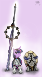 Size: 1460x2672 | Tagged: safe, artist:sylphan, twilight sparkle, g4, armor, kirin armor, monster hunter, shield, sword, weapon