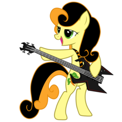 Size: 1000x1000 | Tagged: safe, artist:deathaura40s, carrot top, golden harvest, earth pony, pony, g4, bass guitar, female, guitar, mare, metal, musical instrument, simple background, solo, transparent background