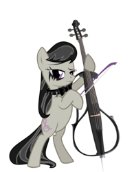Size: 1250x1600 | Tagged: safe, artist:deathaura40s, artist:diskein, edit, octavia melody, earth pony, pony, g4, cello, choker, electric cello, female, hair dye, makeup, metal, musical instrument, rocktavia, simple background, solo, spiked choker, symphonic metal, transparent background