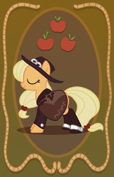 Size: 1368x2116 | Tagged: safe, artist:anima-dos, applejack, earth pony, pony, g4, clothes, dress, eyes closed, female, gala dress, hat, solo