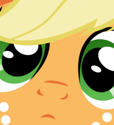 Size: 500x549 | Tagged: safe, part of a set, applejack, earth pony, pony, g4, close up series, close-up, extreme close-up, face, female, fourth wall, freckles, looking at you, mare, solo, stare