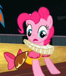 Size: 404x470 | Tagged: safe, screencap, chancellor puddinghead, pinkie pie, earth pony, pony, g4, hearth's warming eve (episode), season 2, animated, cute, diapinkes, female, gif, mare, solo