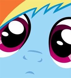 Size: 500x549 | Tagged: artist needed, safe, part of a set, rainbow dash, pegasus, pony, g4, close up series, close-up, extreme close-up, face, female, fourth wall, looking at you, mare, solo, stare