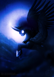 Size: 793x1135 | Tagged: safe, artist:aeritus, princess luna, pony, g4, female, glowing eyes, night, solo