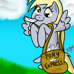 Size: 1280x1287 | Tagged: safe, artist:icebreak23, derpy hooves, pegasus, pony, g4, female, mailbag, mailmare, mare, solo