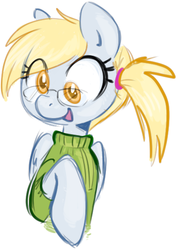 Size: 409x570 | Tagged: safe, artist:php27, derpy hooves, pony, g4, clothes, cute, female, glasses, ponytail, simple background, solo, sweater, white background