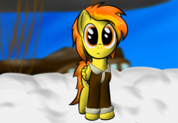 Size: 1444x1000 | Tagged: safe, artist:abaddon41, spitfire, pegasus, pony, g4, ears up, female, looking at you, solo