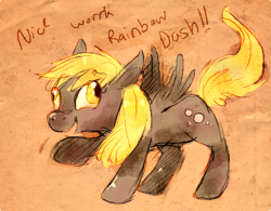 Size: 444x346 | Tagged: safe, artist:lanceleppot, derpy hooves, pegasus, pony, g4, female, mare, quote, solo