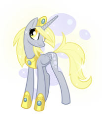 Size: 600x723 | Tagged: dead source, safe, artist:sambragg, derpy hooves, alicorn, pony, g4, alicornified, bubble, derpicorn, female, princess, princess derpy, race swap, simple background, solo, transparent background