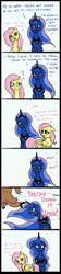 Size: 800x3564 | Tagged: safe, artist:zackira, fluttershy, princess luna, bear, g4, comic