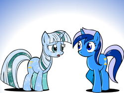 Size: 800x600 | Tagged: safe, artist:marcusmaximus, minuette, pony, unicorn, g4, duality, square crossover
