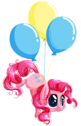 Size: 900x1400 | Tagged: safe, artist:kittehkatbar, pinkie pie, g4, balloon, flying, simple background, then watch her balloons lift her up to the sky, transparent background