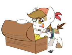 Size: 1040x800 | Tagged: safe, artist:php27, pipsqueak, earth pony, pony, g4, bandana, chest, eyepatch, male, pirate, simple background, solo, transparent background, treasure, treasure chest