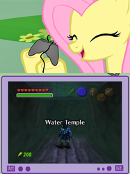 Size: 563x752 | Tagged: safe, fluttershy, pegasus, pony, g4, exploitable meme, female, gamershy, mare, meme, the legend of zelda, the legend of zelda: ocarina of time, this will end in tears, tv meme