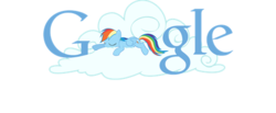 Size: 500x205 | Tagged: safe, rainbow dash, pegasus, pony, g4, cloud, female, google, mare, simple background, sleeping, solo, text, transparent background