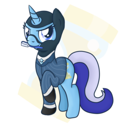 Size: 1100x1100 | Tagged: safe, artist:captainbritish, minuette, pony, unicorn, g4, crossover, female, mask, mouth hold, simple background, solo, spy, spy (tf2), team fortress 2, toothbrush, transparent background