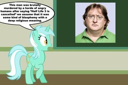 Size: 889x590 | Tagged: safe, lyra heartstrings, g4, chalkboard, gabe newell, half life 3, human studies101 with lyra, meme, photo