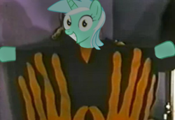 Size: 518x357 | Tagged: safe, lyra heartstrings, pony, unicorn, g4, background pony, female, hand, irrational exuberance, manos the hands of fate, mare, smiling, that pony sure does love hands