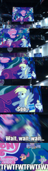 Size: 1000x3585 | Tagged: safe, derpy hooves, scootaloo, pegasus, pony, g4, female, hasbro, hax, mare, san diego comic con, scootaloo can fly, soon, wtf