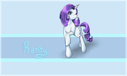 Size: 2000x1188 | Tagged: safe, artist:crisis16, rarity, pony, unicorn, g4, female, mare, raised hoof, solo, text