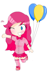 Size: 1000x1500 | Tagged: safe, artist:applestems, pinkie pie, human, g4, balloon, chibi, female, humanized, simple background, solo, transparent background