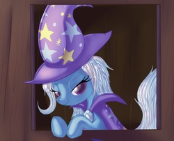 Size: 719x582 | Tagged: safe, artist:cocolli, trixie, pony, unicorn, g4, female, leaning, mare, solo