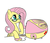 Size: 643x556 | Tagged: safe, artist:sorcerushorserus, artist:tommymocacci, fluttershy, pegasus, pony, g4, apple (company), colored, computer, computer mouse, female, flutter thought, food, glasses, imac, imac g3, keyboard, looking up, macintosh (computer), mare, pondering, raised hoof, simple background, solo, white background