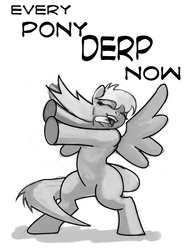 Size: 612x792 | Tagged: safe, artist:hattonslayden, derpy hooves, pegasus, pony, g4, bipedal, dancing, derp, eyes closed, female, gif party, mare, monochrome, solo, tongue out