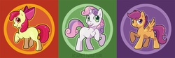 Size: 900x300 | Tagged: safe, artist:kaceymeg, apple bloom, scootaloo, sweetie belle, g4, cutie mark crusaders