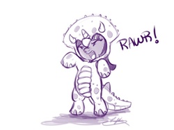 Size: 638x476 | Tagged: safe, artist:bunnimation, twilight sparkle, g4, costume, filly, foal, rawr, twiceratops