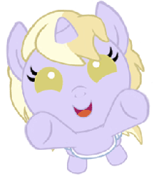 Size: 288x320 | Tagged: safe, artist:rlyoff, dinky hooves, pony, unicorn, g4, animated, baby, baby dinky hooves, baby pony, cute, diaper, dinkabetes, female, foal, simple background, solo, white background