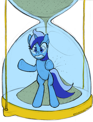 Size: 781x1023 | Tagged: safe, artist:endlessnostalgia, minuette, pony, unicorn, g4, female, hourglass, mare, scared, solo, trapped