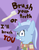 Size: 471x600 | Tagged: safe, artist:phoenixswift, minuette, pony, unicorn, g4, abstract background, bust, clothes, female, mare, scarf, signature, smiling, solo, text, toothbrush