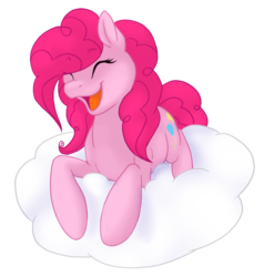 Size: 762x800 | Tagged: safe, artist:spiggy-the-cat, pinkie pie, earth pony, pony, g4, cloud, eyes closed, female, mare, open mouth, simple background, solo, transparent background