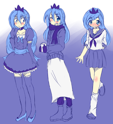 Size: 2100x2300 | Tagged: safe, artist:applestems, princess luna, human, g4, clothes, cute, high res, humanized, long socks, sailor uniform, socks, thigh highs, winter outfit, woona