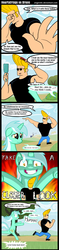 Size: 700x2965 | Tagged: safe, artist:angerelic, bon bon, lyra heartstrings, sweetie drops, human, pony, g4, bipedal, bravo vs. ponyville, comic, crossover, human fetish, johnny bravo