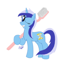 Size: 1338x1695 | Tagged: safe, artist:metroplizer, minuette, pony, unicorn, g4, simple background, solo, toothbrush, transparent background