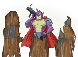 Size: 1024x756 | Tagged: safe, artist:stupjam, spike, g4, beefspike, parody, soldier, soldier (tf2), team fortress 2, training dummy