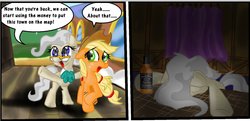 Size: 811x391 | Tagged: safe, artist:supersheep64, applejack, mayor mare, earth pony, pony, g4, comic, duo, female, glasses, mare