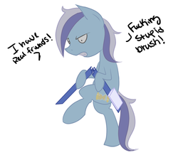 Size: 1375x1201 | Tagged: safe, artist:fribox, minuette, pony, unicorn, g4, discorded, female, mare, romana, solo, toothbrush