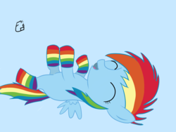 Size: 3000x2250 | Tagged: dead source, safe, artist:fribox, rainbow dash, pegasus, pony, g4, clothes, female, filly, filly rainbow dash, foal, high res, rainbow socks, simple background, socks, solo, striped socks