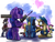 Size: 1200x900 | Tagged: safe, artist:stupjam, apple bloom, applejack, fluttershy, twilight sparkle, zecora, earth pony, pegasus, pony, unicorn, zebra, g4, bipedal, clothes, crossover, demoman, demoman (tf2), dialogue, engineer, engineer (tf2), eyes closed, facehoof, female, filly, gun, hat, heart, hearts and hooves day, hooves, horn, mare, medic, medic (tf2), open mouth, optical sight, rifle, sniper, sniper (tf2), sniper rifle, team fortress 2, weapon