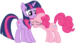 Size: 5000x2863 | Tagged: safe, artist:kooner-cz, pinkie pie, twilight sparkle, earth pony, pony, unicorn, g4, lesson zero, my little pony: friendship is magic, duo, female, mare, neck nuzzle, nuzzling, sad, simple background, transparent background, vector