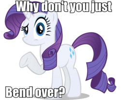 Size: 680x557 | Tagged: safe, rarity, pony, unicorn, g4, bend over, caption, female, mare, simple background, solo, transparent background