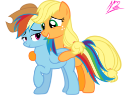 Size: 8000x6000 | Tagged: safe, artist:nightmaremoons, applejack, rainbow dash, earth pony, pegasus, pony, g4, absurd resolution, applejack's hat, bedroom eyes, cowboy hat, female, hat, hug, lesbian, mare, ship:appledash, shipping, simple background, transparent background