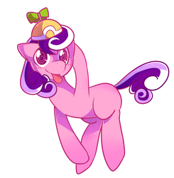 Size: 1086x1109 | Tagged: source needed, safe, artist:pekou, screwball, earth pony, pony, g4, 420, :p, cute, epic get, female, get, hat, looking at you, mare, nice, propeller hat, smiling, solo, swirly eyes, tongue out
